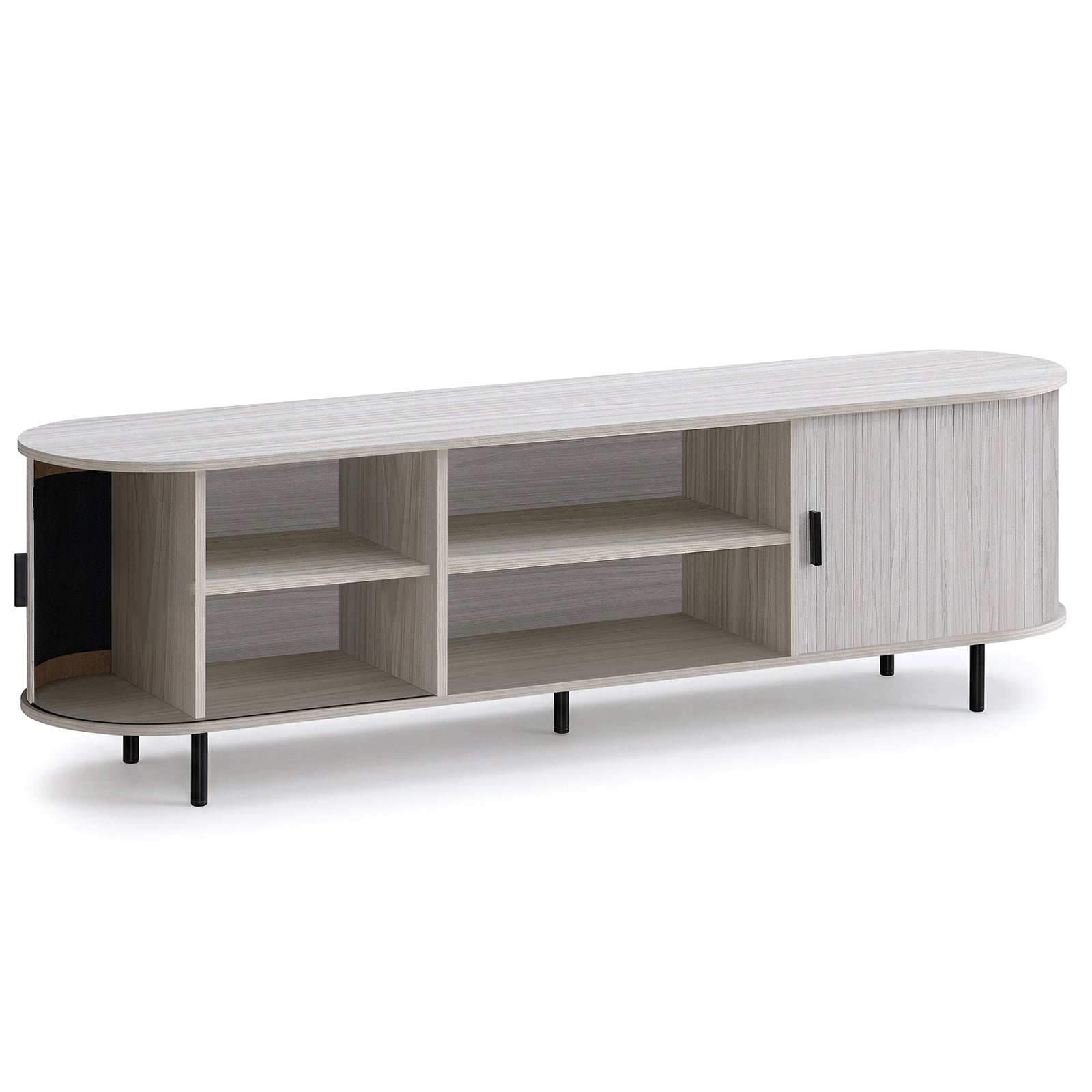 TV Stand For 80 Inch TVs, Mid Century Modern, Fluted Sliding Doors, Natural Entertainment Centers & TV Stands at Gallery Canada