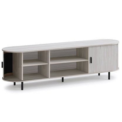 TV Stand For 80 Inch TVs, Mid Century Modern, Fluted Sliding Doors, Natural Entertainment Centers & TV Stands at Gallery Canada