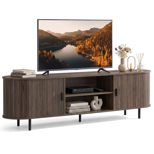 TV Stand For 80 Inch TVs, Mid Century Modern, Walnut