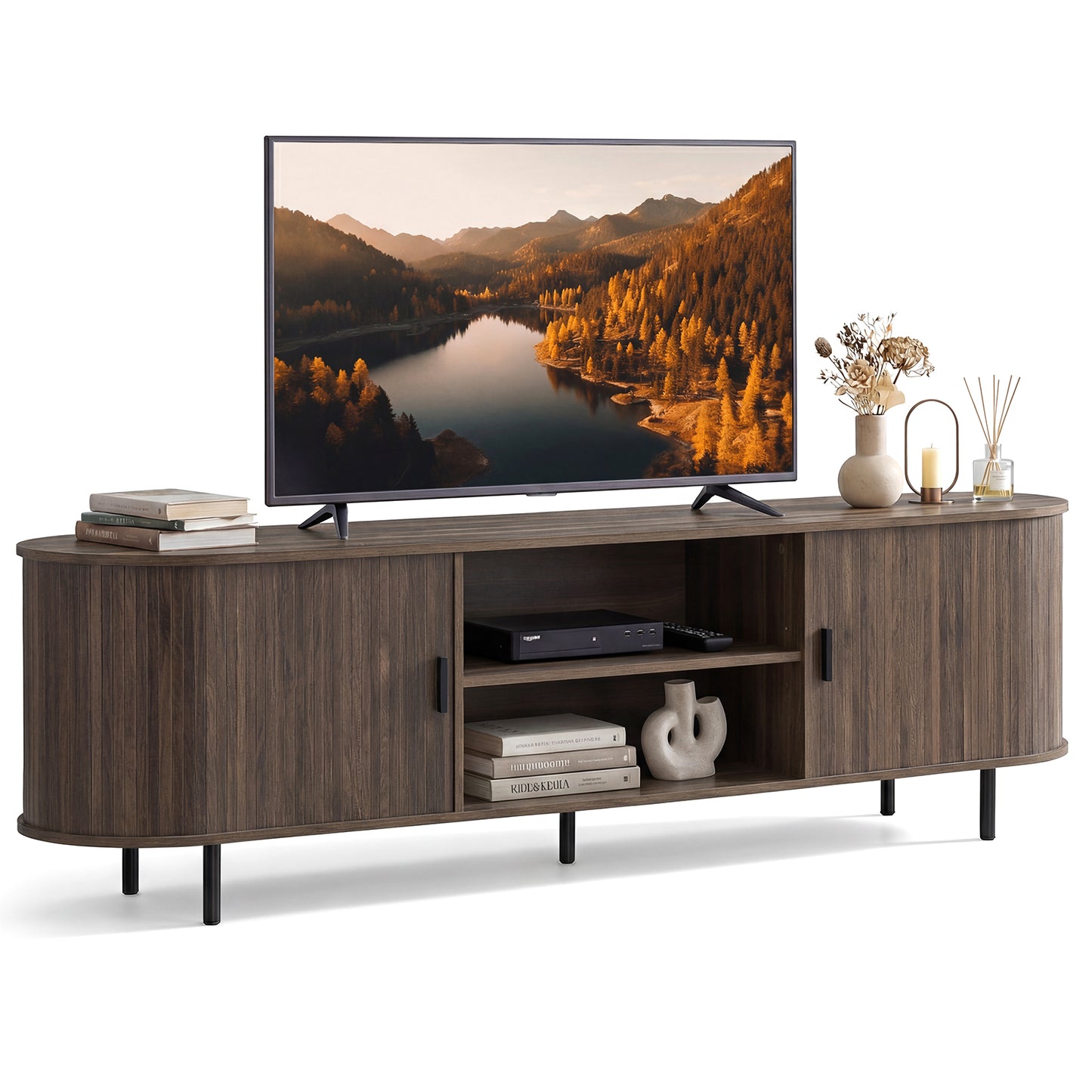 TV Stand For 80 Inch TVs, Mid Century Modern, Walnut Entertainment Centers & TV Stands at Gallery Canada
