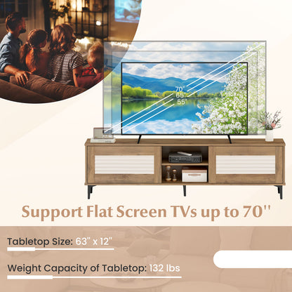 TV Stand for TVs up to 70 Inch Waveform Fluted Entertainment Center, Oak Entertainment Centers & TV Stands at Gallery Canada