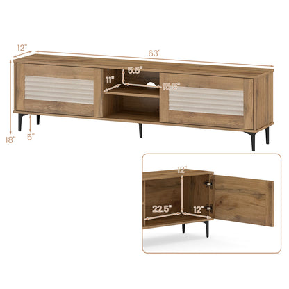 TV Stand for TVs up to 70 Inch Waveform Fluted Entertainment Center, Oak Entertainment Centers & TV Stands at Gallery Canada