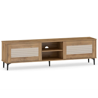 TV Stand for TVs up to 70 Inch Waveform Fluted Entertainment Center, Oak Entertainment Centers & TV Stands at Gallery Canada