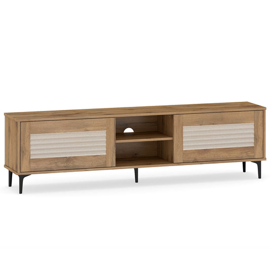 TV Stand for TVs up to 70 Inch Waveform Fluted Entertainment Center, Oak Entertainment Centers & TV Stands Oak at Gallery Canada