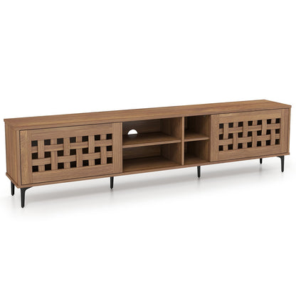TV Stand for TVs up to 80" with 2 Doors and Storage Cabinets, Walnut Entertainment Centers & TV Stands Walnut at Gallery Canada
