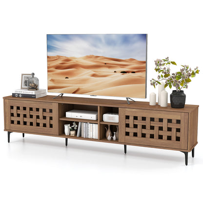 TV Stand for TVs up to 80" with 2 Doors and Storage Cabinets, Walnut Entertainment Centers & TV Stands at Gallery Canada
