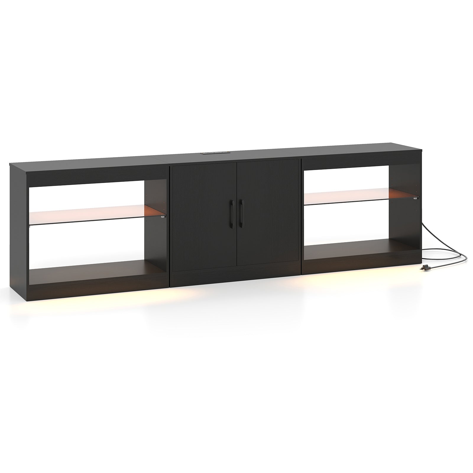 TV Stand for TVs up to 85 Inches LED Entertainment Center with Power Outlets, Black