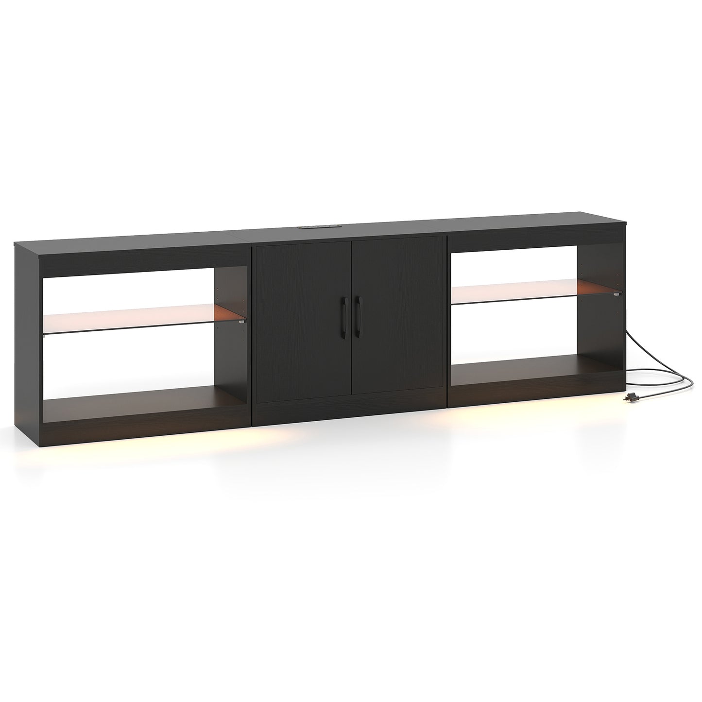 TV Stand for TVs up to 85 Inches LED Entertainment Center with Power Outlets, Black
