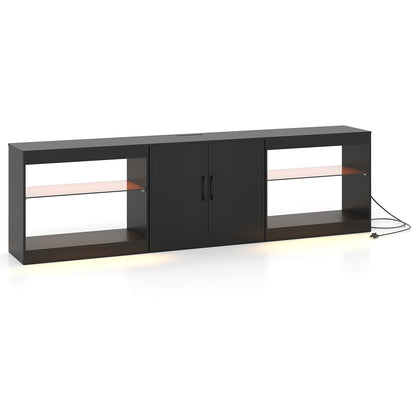 TV Stand for TVs up to 85 Inches LED Entertainment Center with Power Outlets, Black