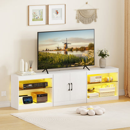 TV Stand for TVs up to 85 Inches LED Entertainment Center with Power Outlets, White Entertainment Centers & TV Stands at Gallery Canada