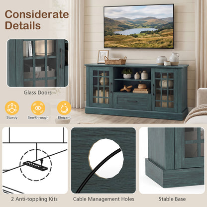TV Stand for TVs up to 70 with Glass Doors Cubbies and Drawer, Green Entertainment Centers & TV Stands at Gallery Canada