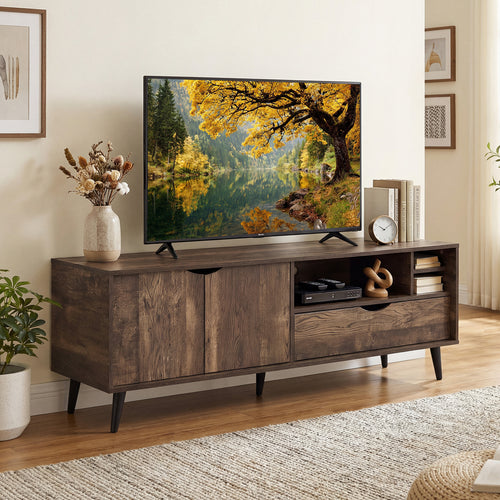 TV Stand For 65 Inches, Rustic Entertainment Center, Brown