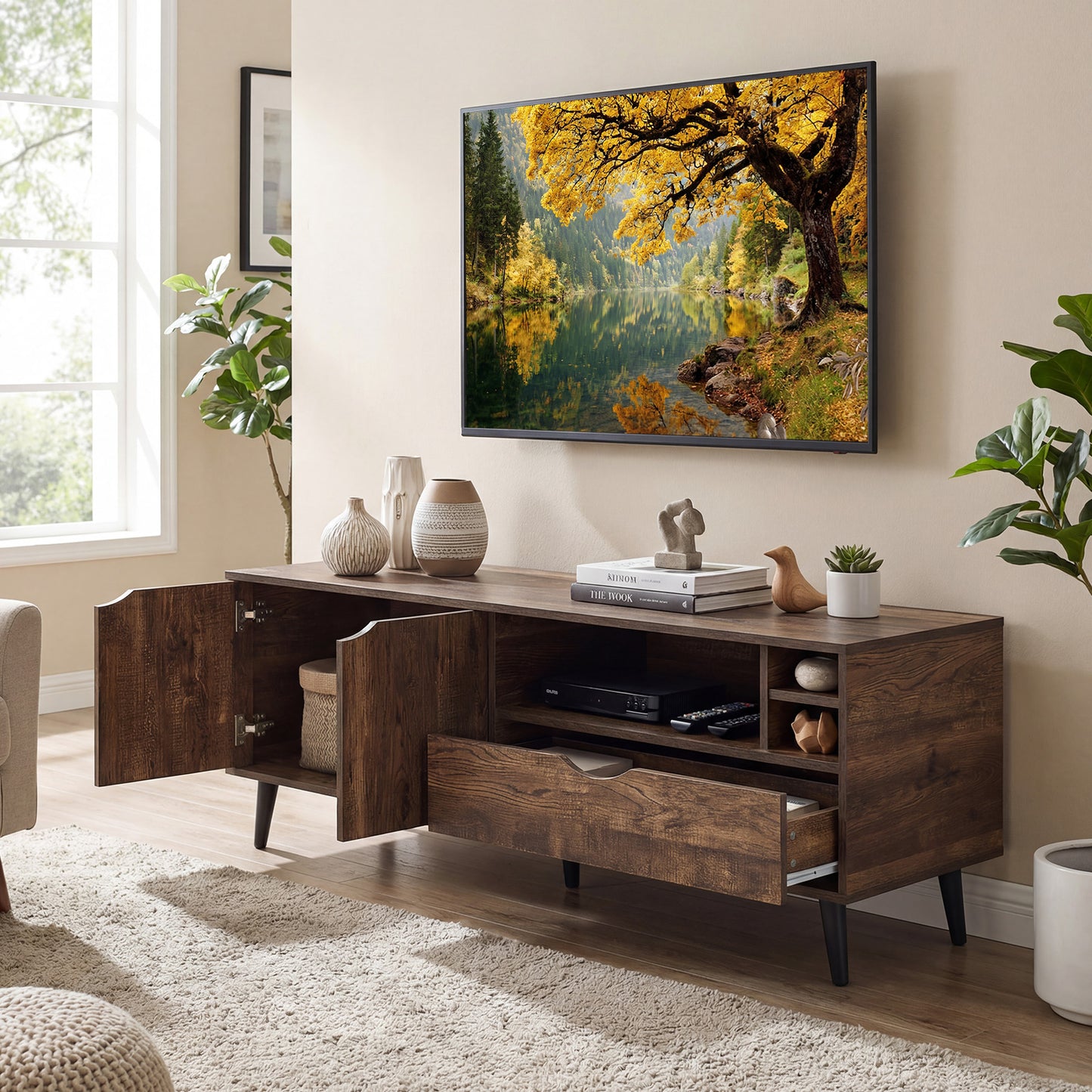 TV Stand For 65 Inches, Rustic Entertainment Center, Brown Entertainment Centers & TV Stands at Gallery Canada