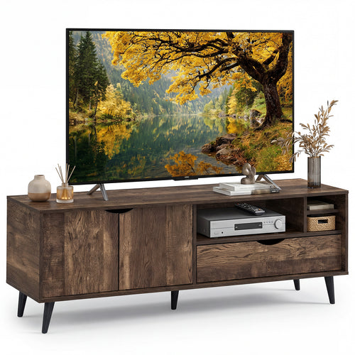 TV Stand For 65 Inches, Rustic Entertainment Center, Brown