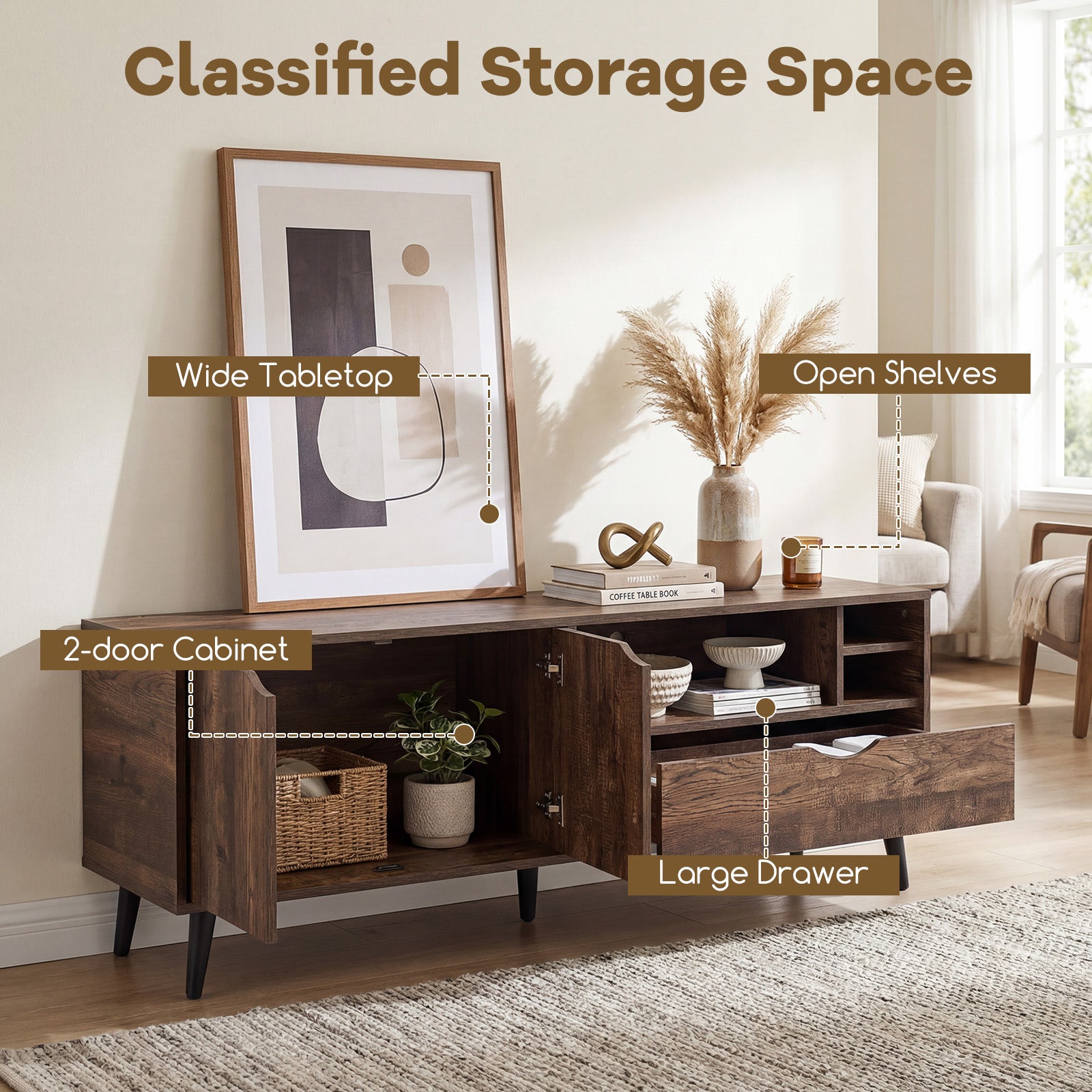 TV Stand For 65 Inches, Rustic Entertainment Center, Brown Entertainment Centers & TV Stands at Gallery Canada