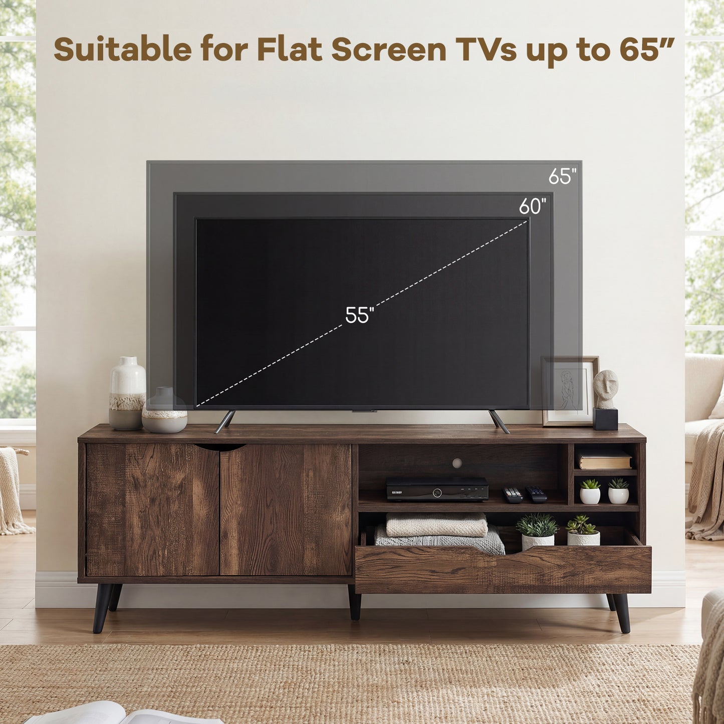 TV Stand For 65 Inches, Rustic Entertainment Center, Brown Entertainment Centers & TV Stands at Gallery Canada