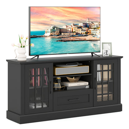 TV Stand For 70 Inch TVs, Glass Doors, Cubbies, Drawer, Black Entertainment Centers & TV Stands at Gallery Canada