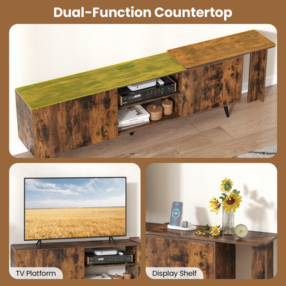 TV Stand for 85 Inch TV, 2 Wall Shelves, Brown