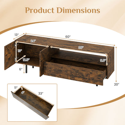 TV Stand for TVs up to 70", Storage Cabinet, Rustic Brown