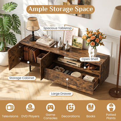 TV Stand for TVs up to 70", Storage Cabinet, Rustic Brown