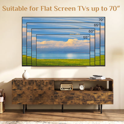TV Stand for TVs up to 70", Storage Cabinet, Rustic Brown
