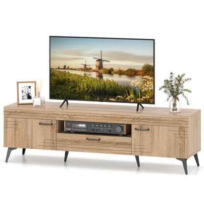 TV Stand With 2 Cabinets, Storage Drawer, 65 Inches, Oak Entertainment Centers & TV Stands at Gallery Canada