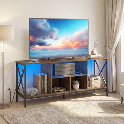 TV Stand With Led Lights For 65 Inch TV Entertainment Center, Brown Entertainment Centers & TV Stands at Gallery Canada