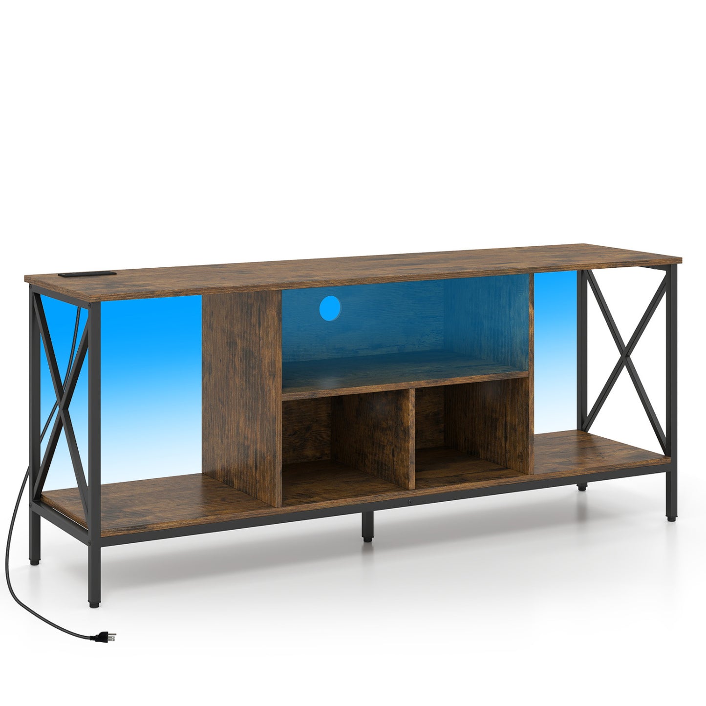 TV Stand With Led Lights For 65 Inch TV Entertainment Center, Brown Entertainment Centers & TV Stands at Gallery Canada