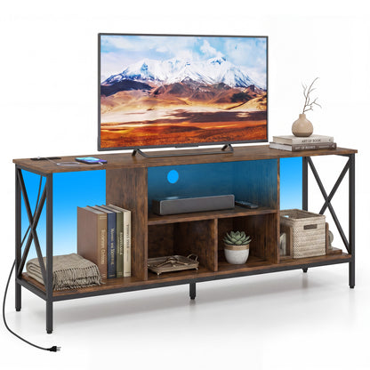 TV Stand With Led Lights For 65 Inch TV Entertainment Center, Brown Entertainment Centers & TV Stands at Gallery Canada