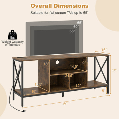 TV Stand With Led Lights For 65 Inch TV Entertainment Center, Brown Entertainment Centers & TV Stands at Gallery Canada