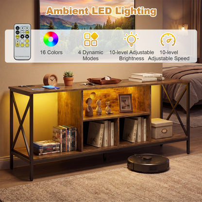 TV Stand With Led Lights For 65 Inch TV Entertainment Center, Brown Entertainment Centers & TV Stands at Gallery Canada