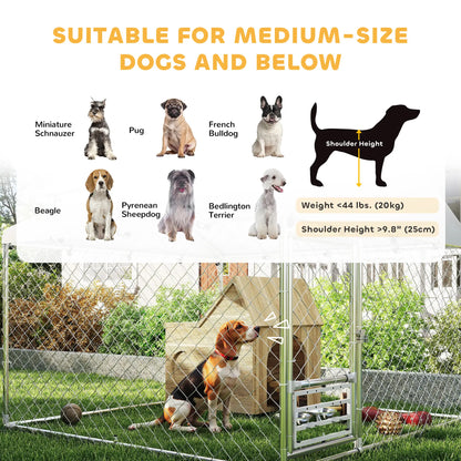 Outdoor Dog Run, Adjustable Rotating Bowls, Waterproof Cover, 6.6' x 6.6' x 5.1' Houses, Kennels & Pens at Gallery Canada