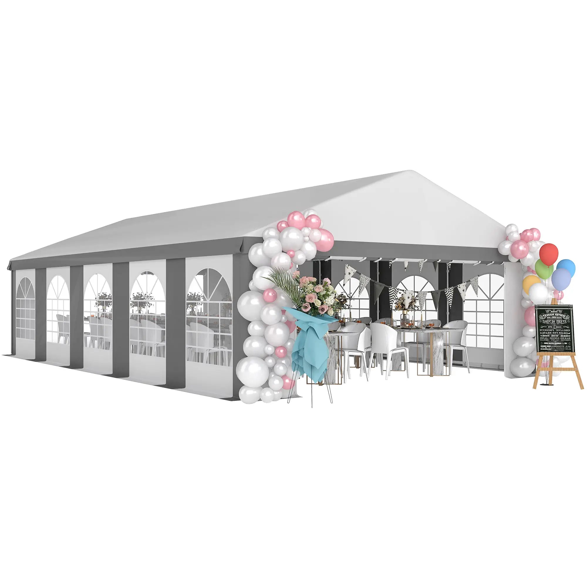 20'x33' Heavy Duty Party Tent, Portable Garage Canopy, Grey Canopy Tents at Gallery Canada