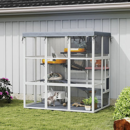 71" Catio Outdoor Cat Enclosure, Weatherproof Tarp, Hammock, Condo, Platforms Outdoor Cat Enclosures at Gallery Canada