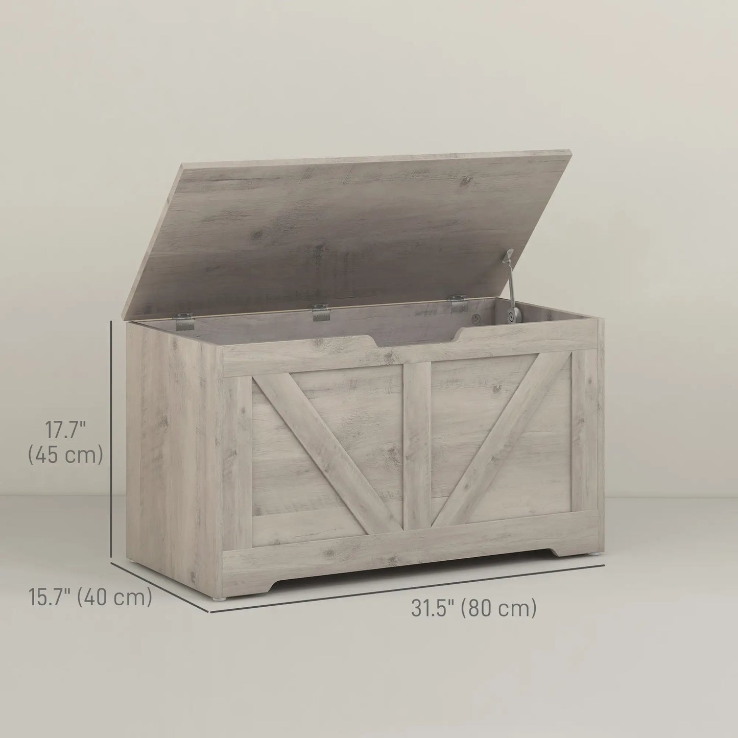 31.5 Inches Storage Chest, Wooden Box, Wood Grain, Grey Storage Cabinets at Gallery Canada