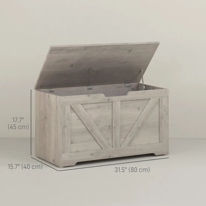 31.5 Inches Storage Chest, Wooden Box, Wood Grain, Grey Storage Cabinets at Gallery Canada