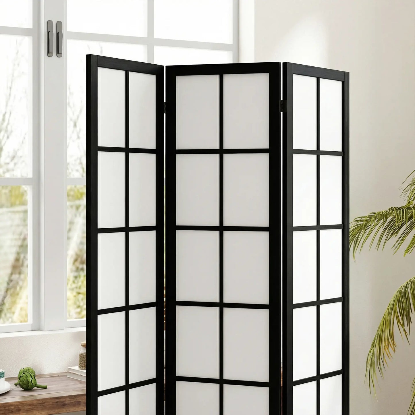 3 Panel Room Divider, 5.6 ft Folding Partition, Black Room Dividers at Gallery Canada