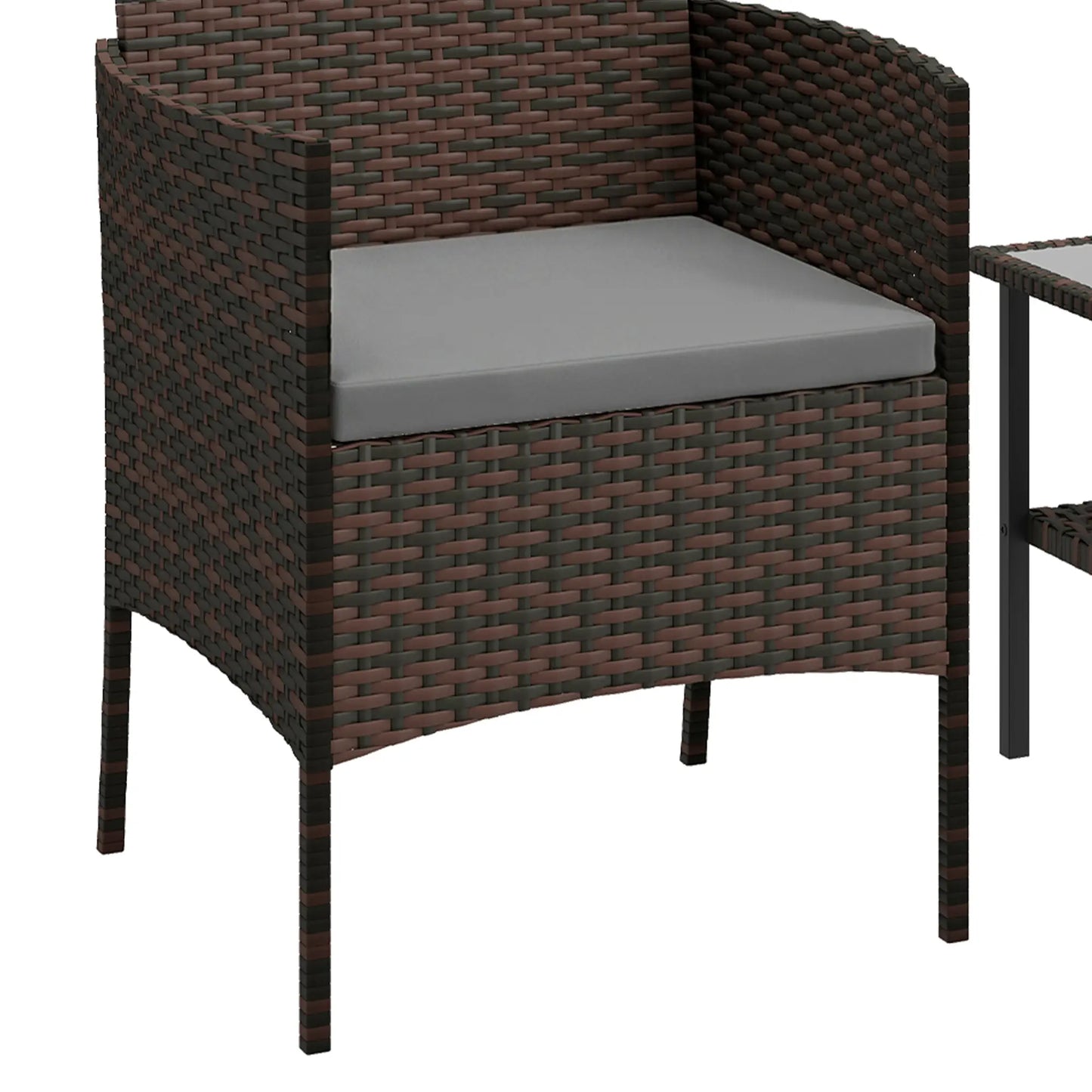 3 Piece Wicker Bistro Set, 2-Tier Glass Top Table, Dark Grey Patio Furniture Sets at Gallery Canada