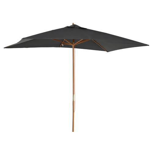 7' x 10' Dark Grey Wooden Patio Umbrella, Outdoor Sunshade Canopy, Dark Grey