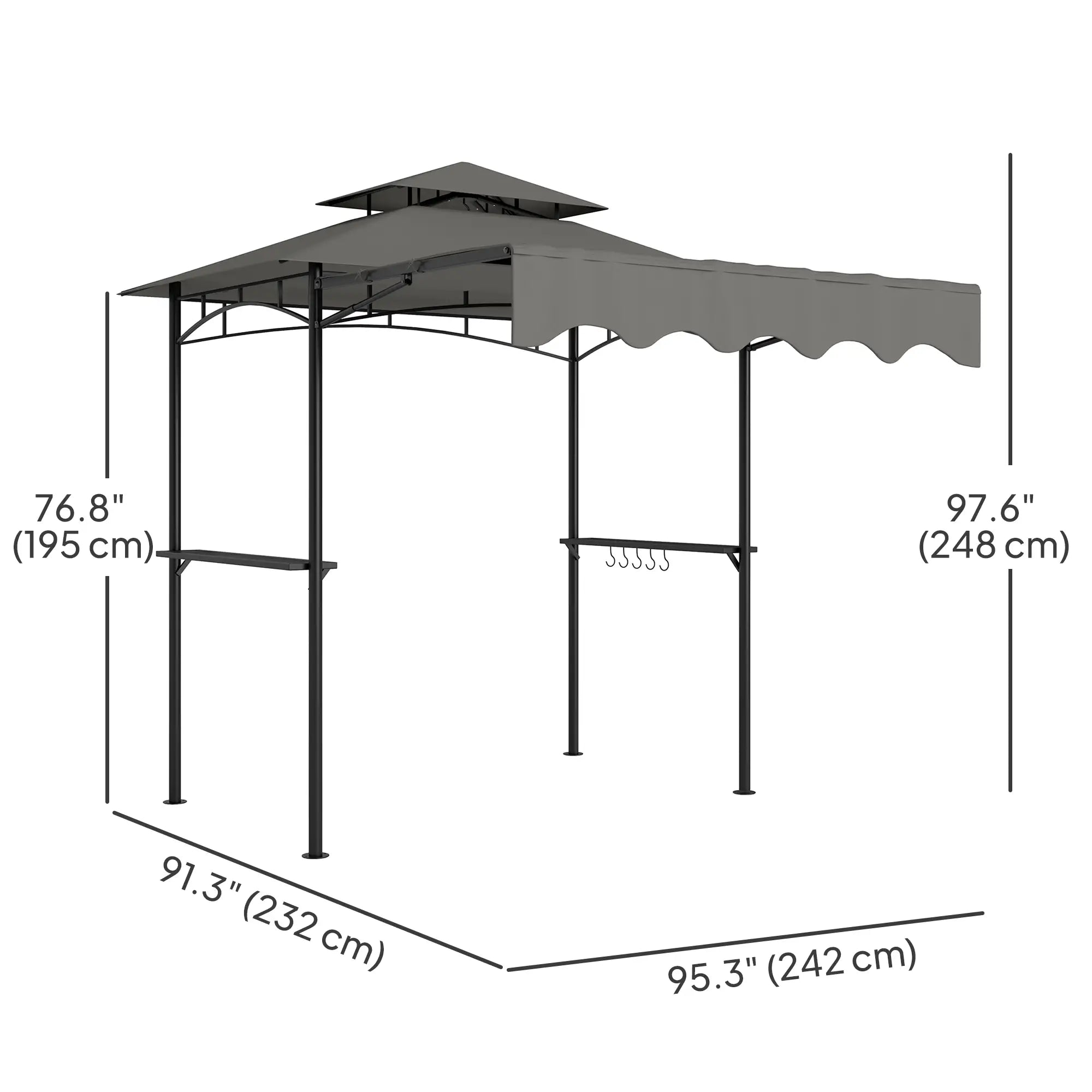8' x 5' Grill Gazebo, Double Tiered, Light Grey BBQ Grill Gazebos at Gallery Canada