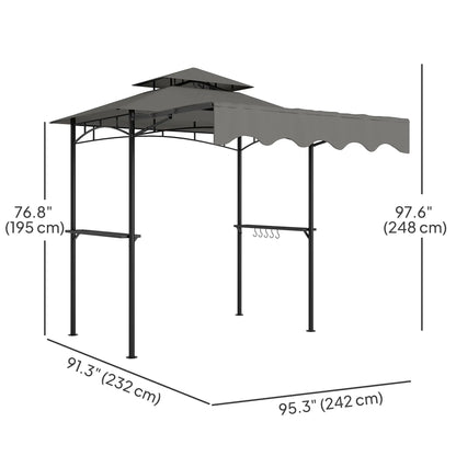 8' x 5' Grill Gazebo, Double Tiered, Light Grey BBQ Grill Gazebos at Gallery Canada
