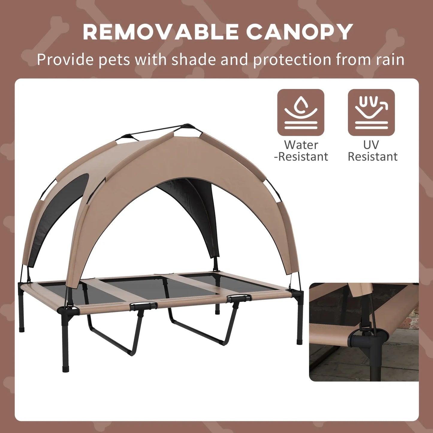 Raised Dog Bed, Cooling Cot with Canopy, Washable Mesh, Large, Coffee Elevated Dog Beds at Gallery Canada