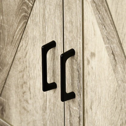Farmhouse Kitchen Cabinet, Sideboard with 2 Barn Doors, Drawer, Oak Bar Cabinets at Gallery Canada