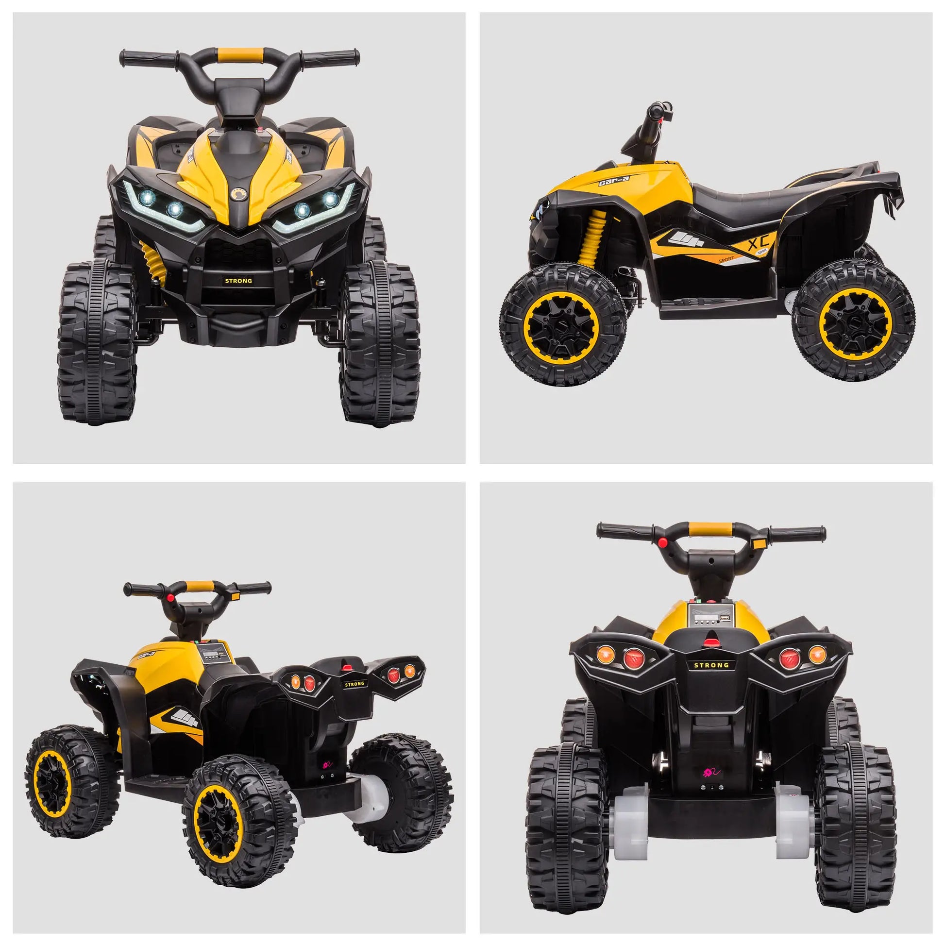 Kids 4 Wheeler Quad with Music, Headlights, High Low Speed, ATV for 3-5 Years, Yellow Electric Toy Cars at Gallery Canada