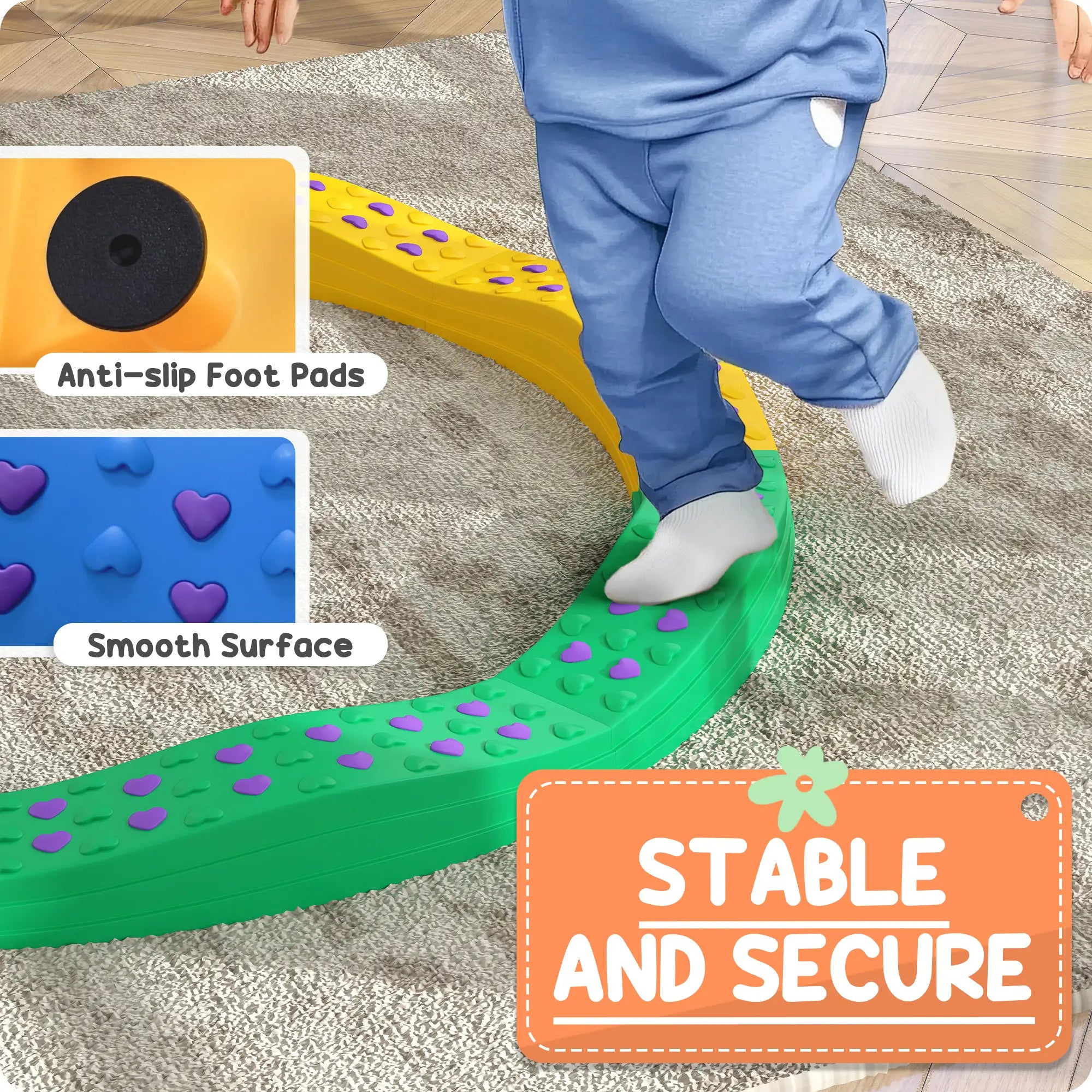 8PCs Kids Balance Beam Stepping Stones, Non-Slip Foot Pads Baby Gym & Playmats at Gallery Canada