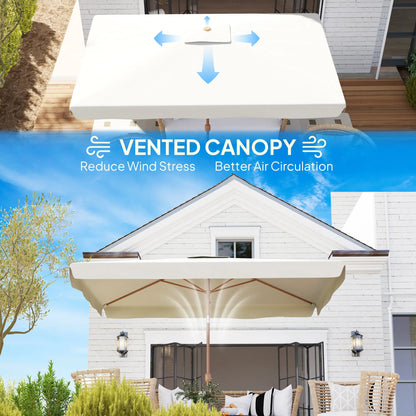 Patio Umbrella 118.1" x 78.7", UV50+ Protection, White Sun Umbrellas at Gallery Canada