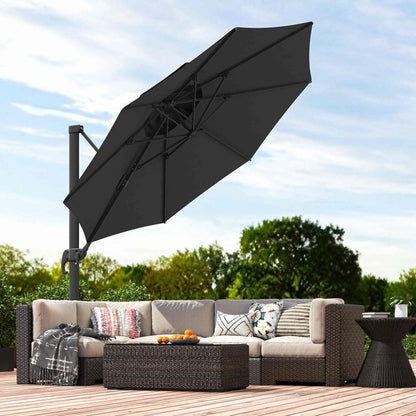 11ft Outdoor Cantilever Umbrella, Adjustable Angle, Double-Top Canopy, Dark Grey Cantilever Umbrellas at Gallery Canada