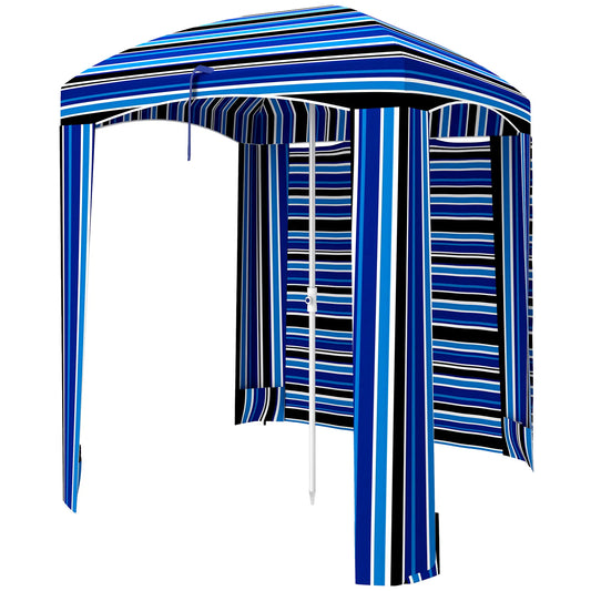 70.1" L x 70.1" W Cabana Umbrella, With Walls, Vents, Carry Bag, Blue Stripe Beach Umbrellas Blue Stripe at Gallery Canada
