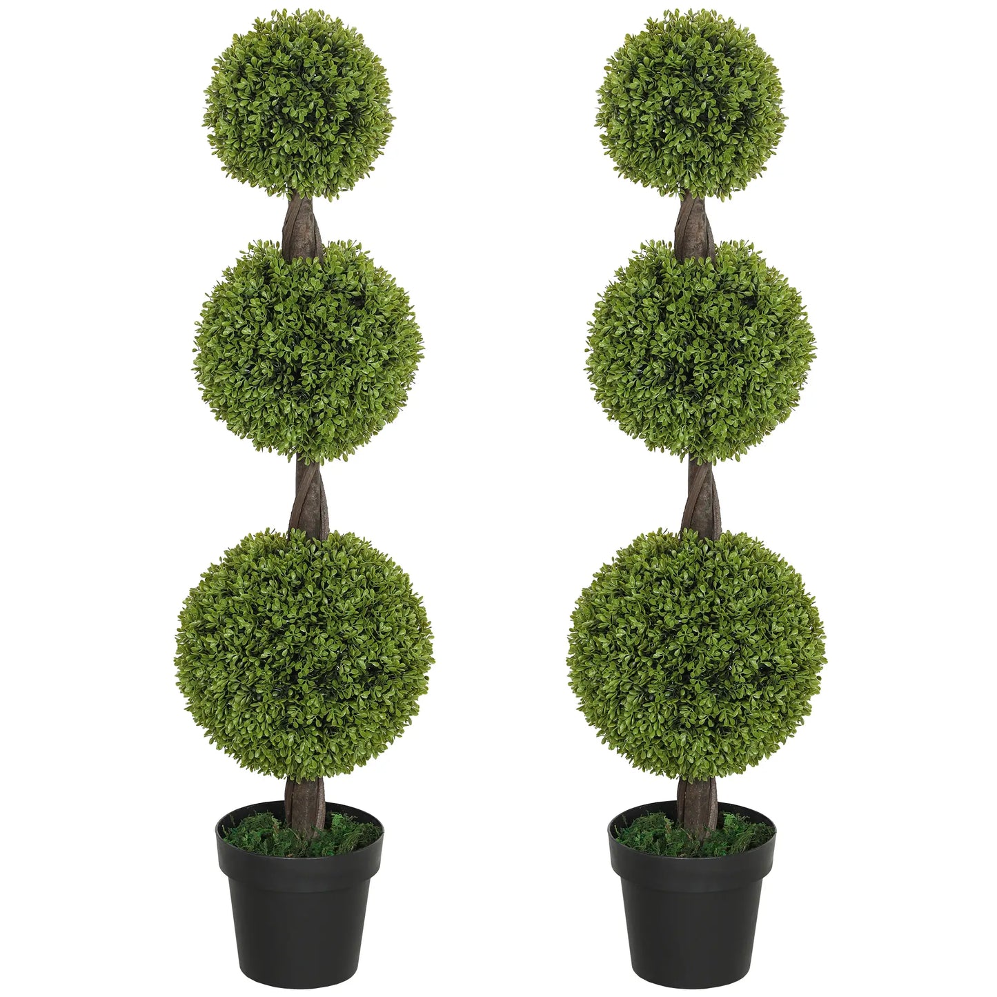 Artificial Ball Boxwood Topiary Trees, Set of 2, Indoor Outdoor Decor, Green Artificial Trees Green at Gallery Canada