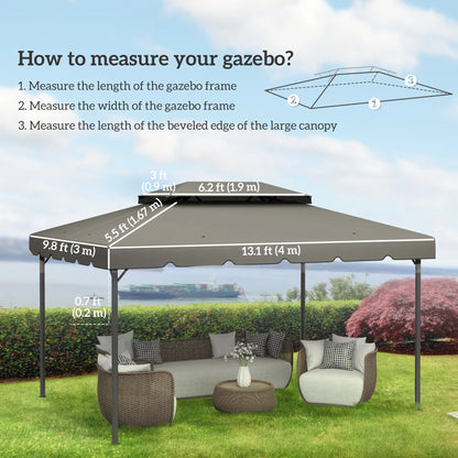 13' x 10' Gazebo Replacement Canopy, Double Vented Roof, Grey Gazebo Canopy Replacement at Gallery Canada